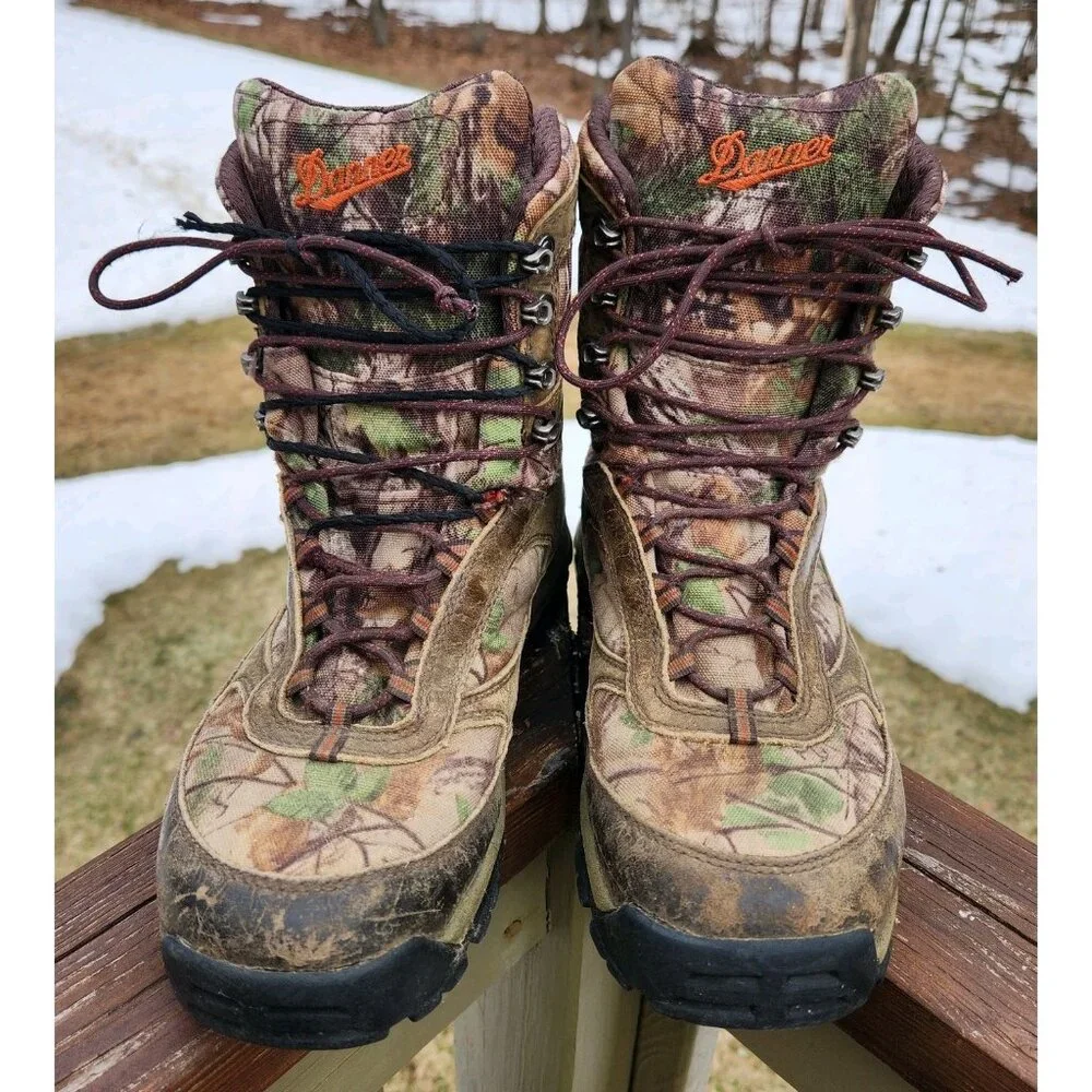 Danner High Ground Mens 9.5 D Camo Hunting Boots Real Tree Xtra Green Gore-Tex